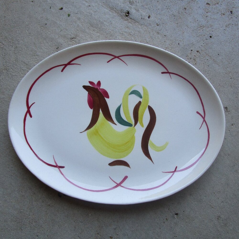 Vintage MCM Rooster Oval Dinnerware Plate